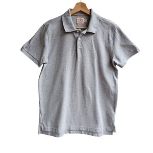 Brooks Brothers Red Fleece Polo Shirt Heather Grey Tonal Logo Vented Hem Size M